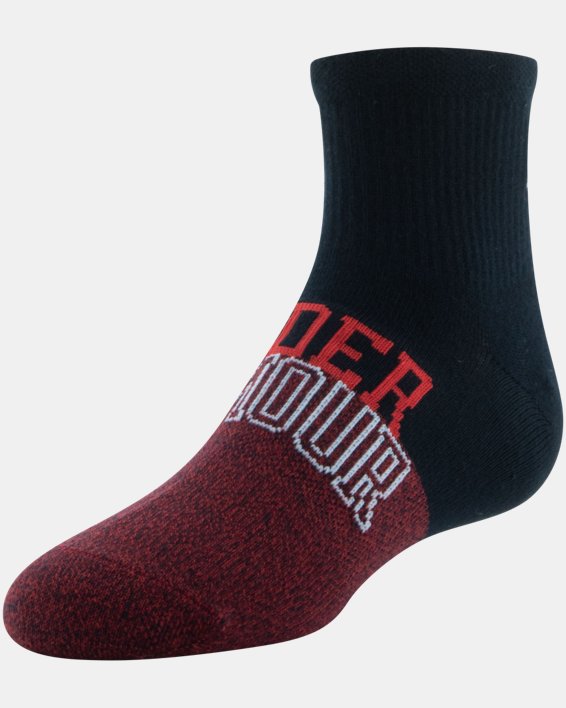Boys' UA Essential Quarter 6-Pack Socks, Red, pdpMainDesktop image number 6